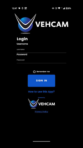 Android application VEHCAM screenshort