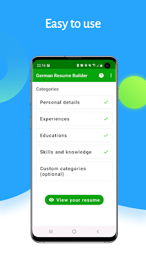 German Resume Builder Screen 2