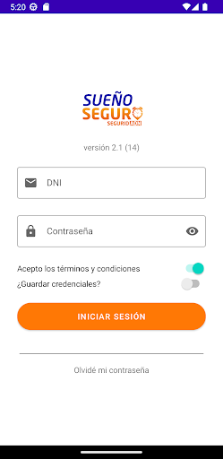 Android application Sueño Seguro screenshort