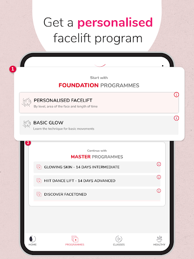 Screenshot of FaceToned Face Exercise App