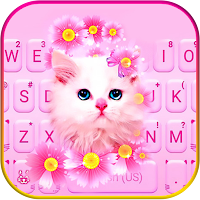 Тема для клавиатуры Pink Flowers Kitten