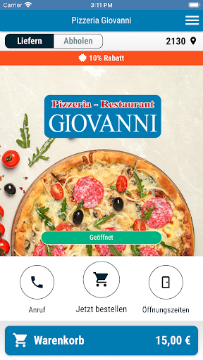 Android application Pizzeria Giovanni Mistelbach screenshort