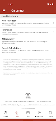 Quaint Oak Mortgage Screen 2