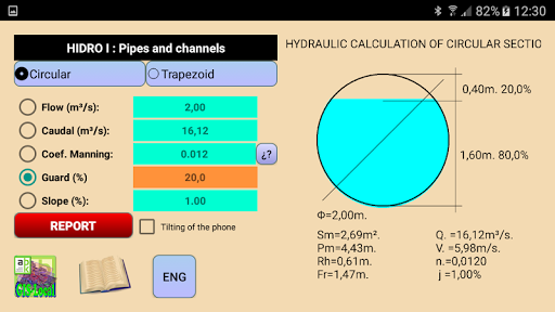 Android application Hydraulic. Flow. Channel. Pipe screenshort