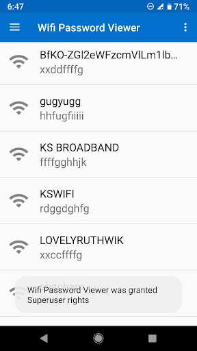 Android application WiFi Password Viewer (root) screenshort