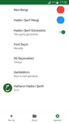 Android application Haftanın Hadis-i Şerifi screenshort