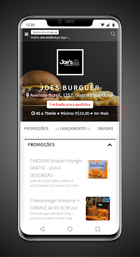 Android application Joes Burguer screenshort