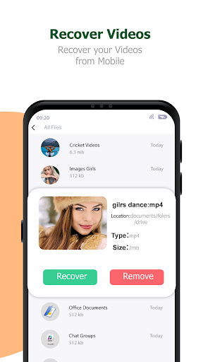 Video recovery: Photo recovery Screen 2