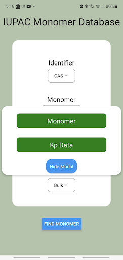 IUPAC Monomer Database Screen 2