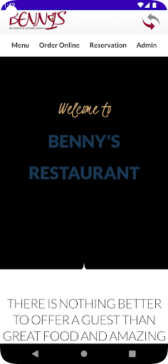 Android application Bennys Restaurant screenshort