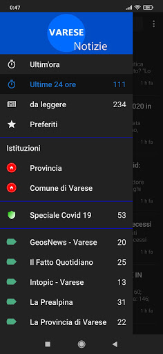 Android application Varese notizie screenshort