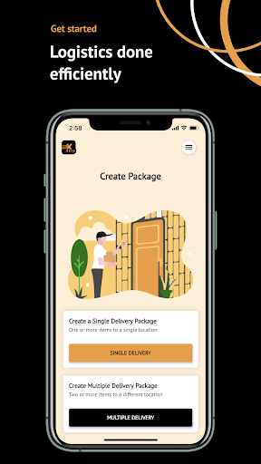 Android application Koogah - Send Packages. screenshort