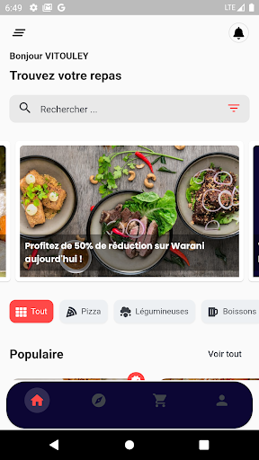Android application Warani Food screenshort