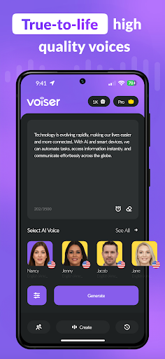 Screenshot of AI Voiceover: Text to Speech