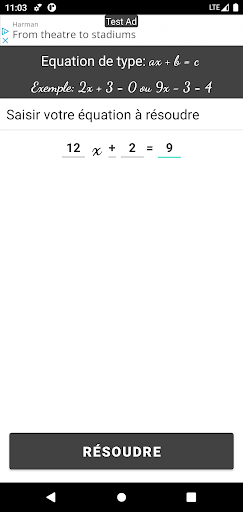 Android application Equation Resolution screenshort