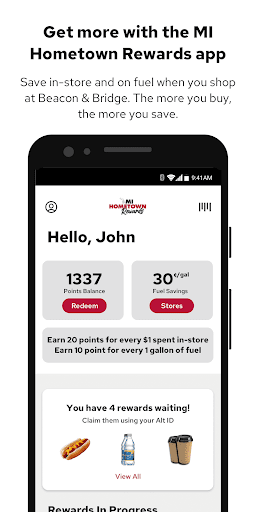 Android application MI Hometown Rewards screenshort