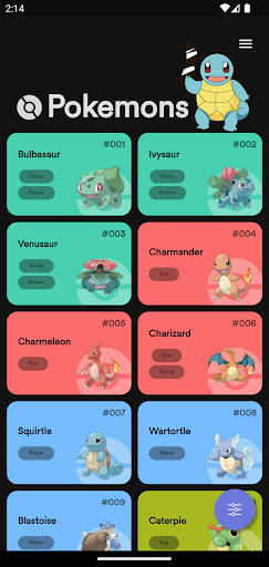 Android application Pokédex screenshort