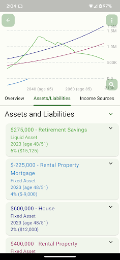 Projections:Retirement Planner Screen 2