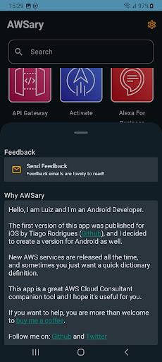 Android application AWSary screenshort
