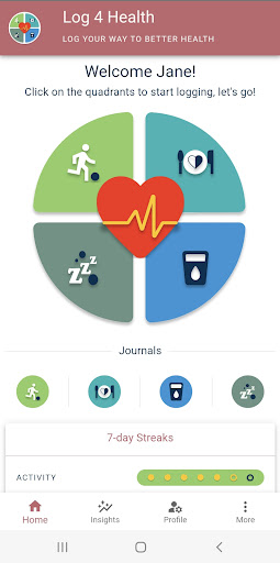 Android application Log 4 Health and Fitness screenshort