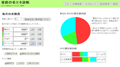 家庭の省エネ診断 Screen 3