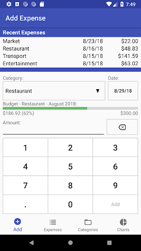 Android application Expense Manager screenshort