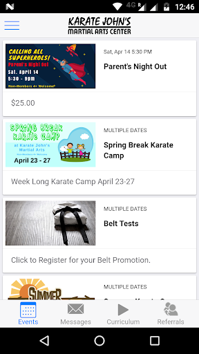 Android application Karate Johns Martial Arts screenshort