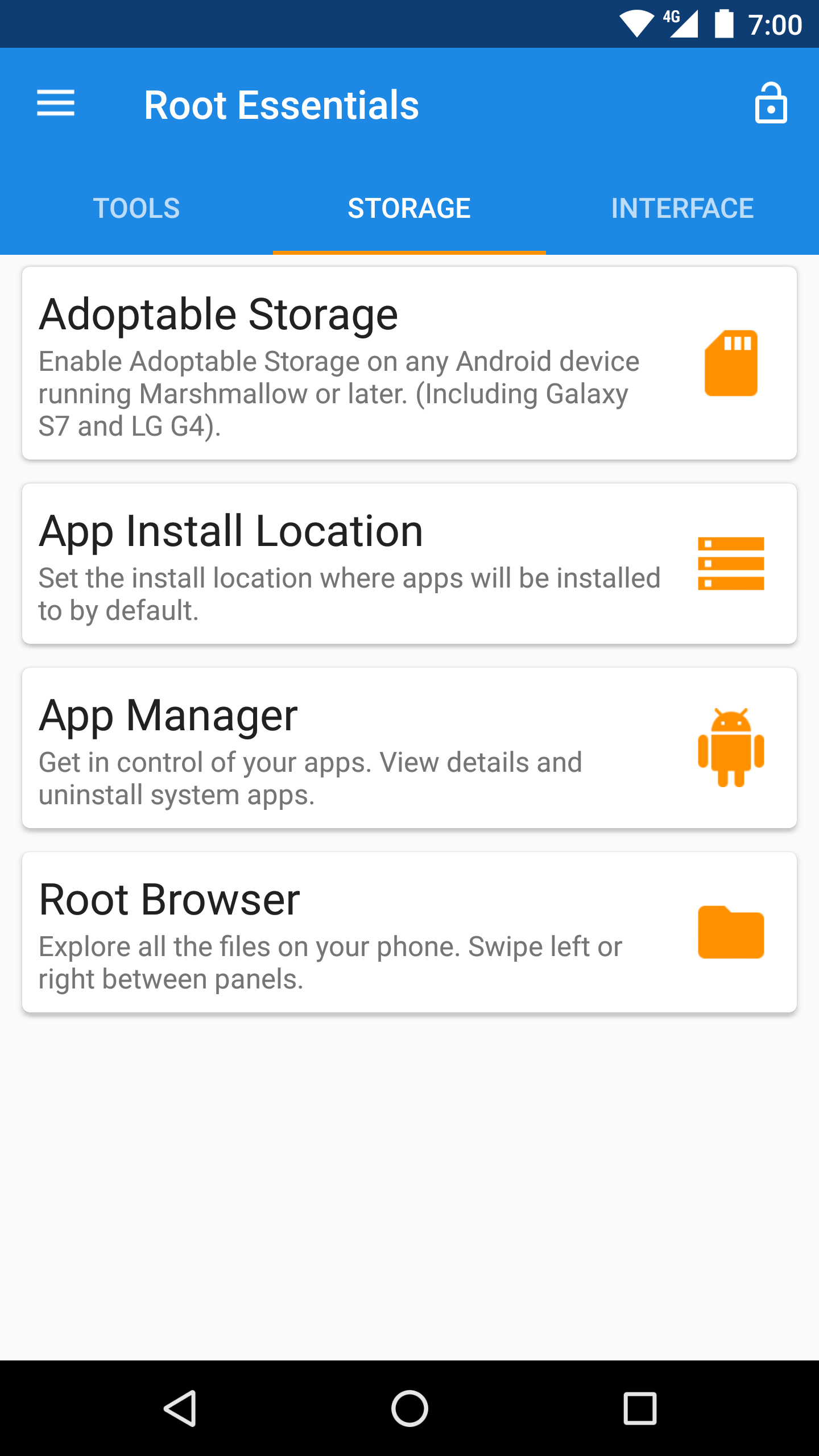 Android application Root Essentials screenshort