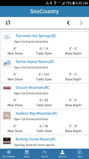 SnoCountry Ski & Snow Report Screen 2