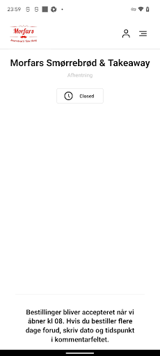 Android application Morfars Smørrebrød & Takeaway screenshort