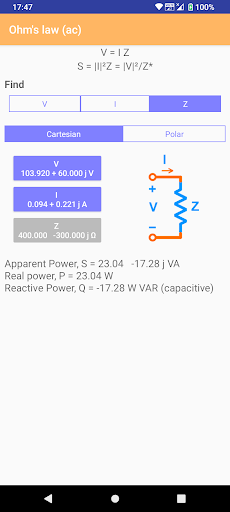 Ohms Law Calculator Screen 2