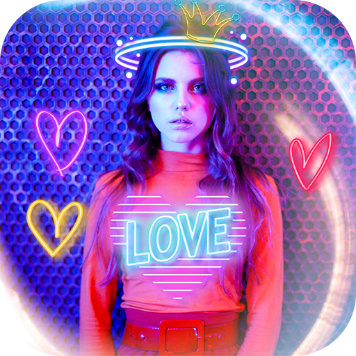 Neon effect camera: spiral art logo