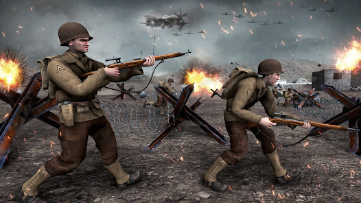 D-day world war 2 battle: ww2 shooting game 3D 1.6 APK + Mod (Unlimited money) untuk android