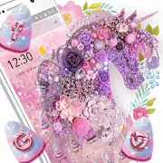 Pink Purple Unicorn Shiny Diamond Flower Theme  Icon