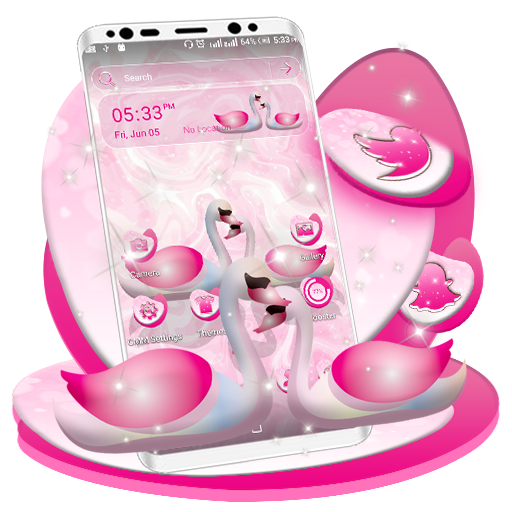 Swan Pink Love Launcher Theme  Icon