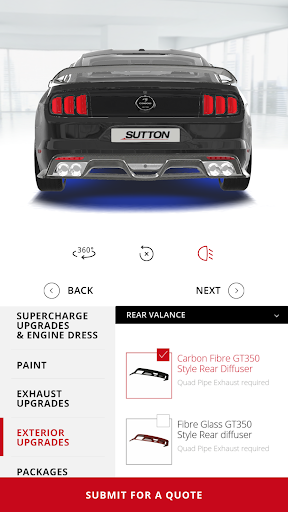 Sutton Mustang Configurator Screen 2