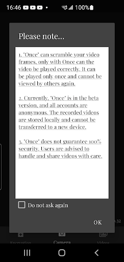 Once - sharing video safely. Screen 2