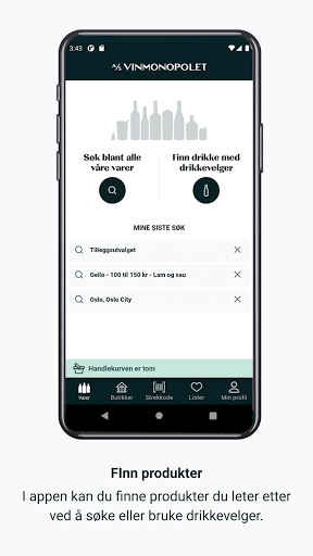 Android application Vinmonopolet screenshort