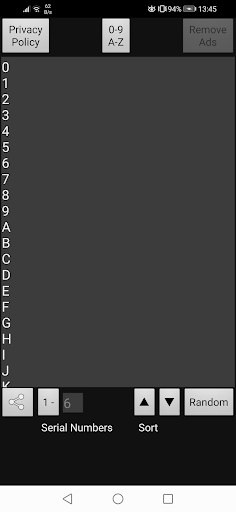 Android application Random Sort Number Generator screenshort
