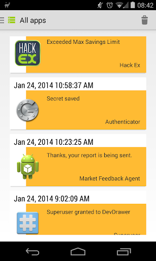 Android application Toaster screenshort