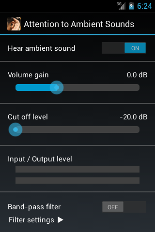 Android application Attention to Ambient Sounds screenshort