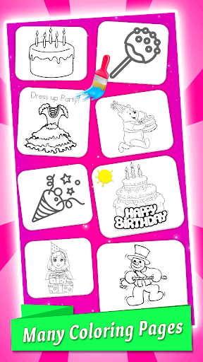 Birthday Party Coloring Book Screen 2