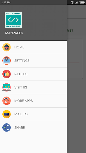 Android application Man Pages Unix/Linux screenshort