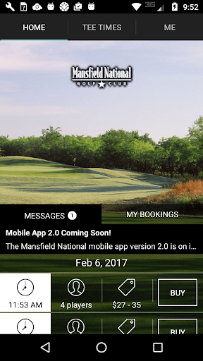 Android application Mansfield National Tee Times screenshort