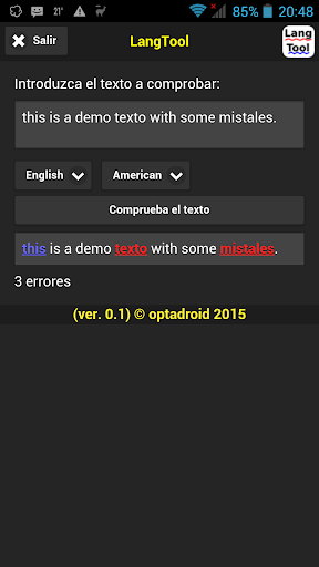 Android application LangTool screenshort