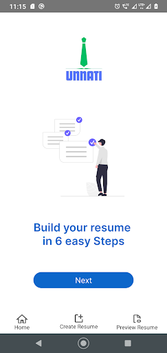 Android application Unnati Careers Resume Builder screenshort