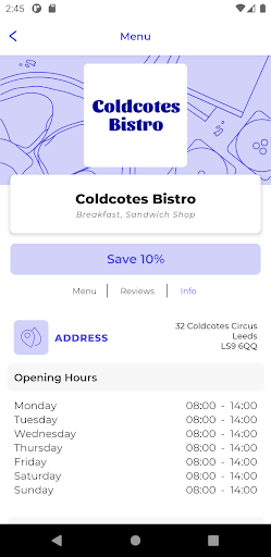 Coldcotes Bistro Screen 2