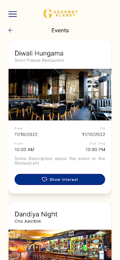 Android application Gourmet Planet screenshort