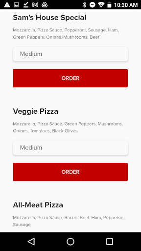 Sams Pizza and Subs Screen 3