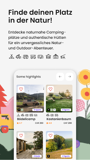 Android application Nomady.camp - Camping & Hütten screenshort